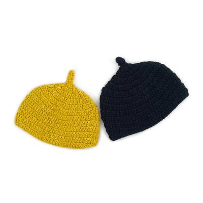 China Soft Matching Hand Crochet Baby Beanie Infant Knit Hat Toddler Winter Hat Pom Poms for sale