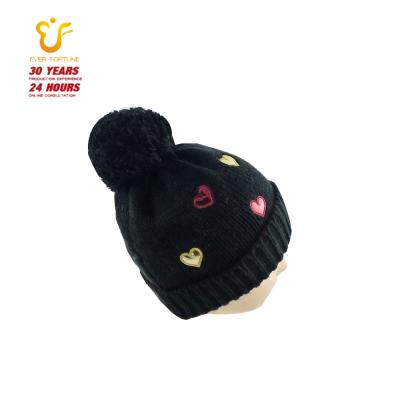 China Character New Design Baby Beanie Winter Hats Fashionable Knitted Pom Pom for sale