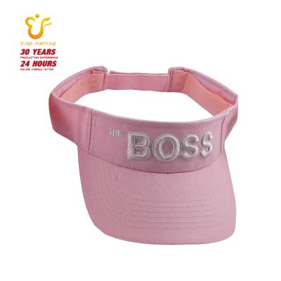 China Dobby Ladies Fashion Golf Visor Running Visor Hat With 3D Embroidery for sale