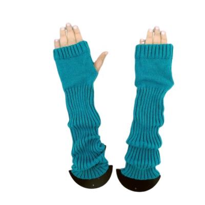 China Jacquard Knitted Arm Warmers Winter Fingerless Gloves Soft Warm Mittens For Women for sale