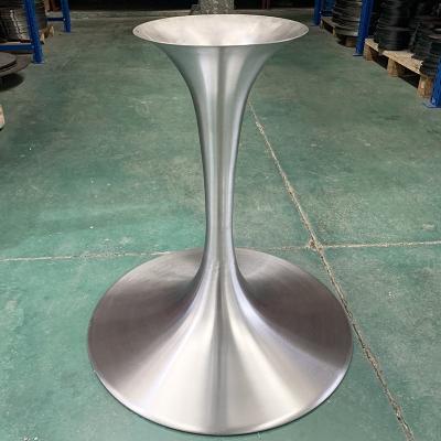 China Auto parts trumpet wholesale low brushed table leg stainless steel dining table tulip table base for sale