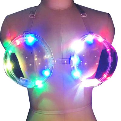 China Colorful Luminous Sexy Lady Bra Night Club LED Bra LED Lighting Bra Wine Container Atmosphere Props Stage Party Luminescent Clothes for sale