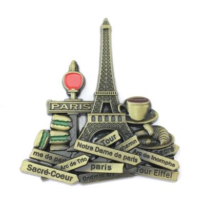 China Shape Factory Wholesale Personalized Plating Paris Fridge Magnet Souvenir for sale