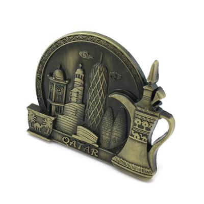 China Shape Custom 3d Qatar Souvenir Metal Fridge Magnet Wholesale for sale