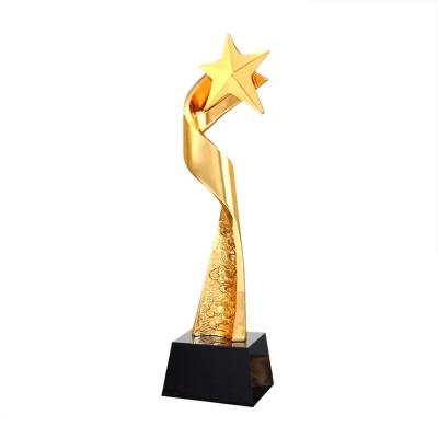 China China hot sale unique design, gold color star shape crystal trophy for souvenir gift for sale