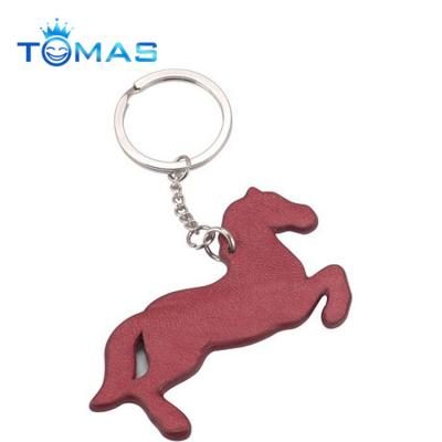 China Fashion Exquisite Horse Shaped Promotional Custom Leather Animal Keychains for sale