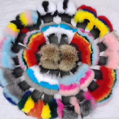 China Outdoor slippers fashion fur slippers for toddlers and women smudge soft fox fur slides real fur slippers women slippers for sale