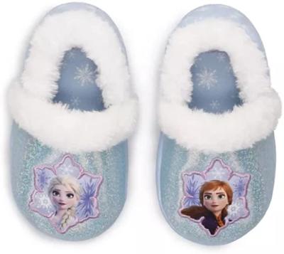 China 2022 new kids cartoon fashion cotton fur non-slip blue slippers wholesale winter warm cotton preschool slippers for sale