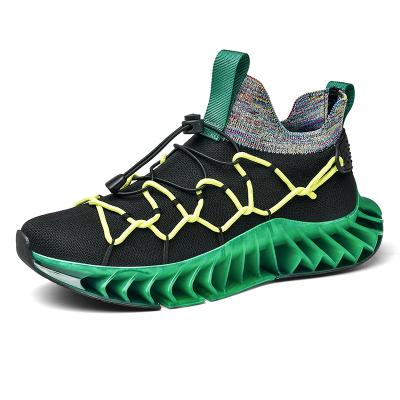 China Fashion\Comfortable\Durable\Breathable\Lighted Hot Sale Wholesale Bulk Man Custom Logo Fashion Green Color Sneaker,2021 Summer Shoes Sneaker For Man for sale