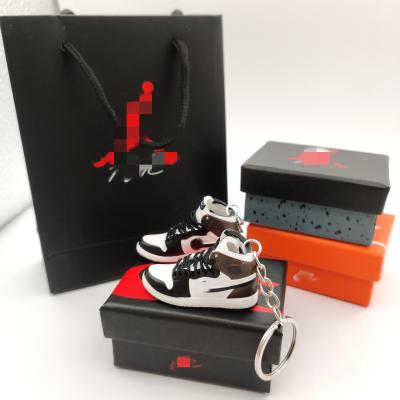 China Wholesale Fashion Shoe Style Key Chain Per Pairs Shoes For AJ 1 With Box Toy Crafts Mini Sneaker 3D Plastic Shoe Key Chain for sale