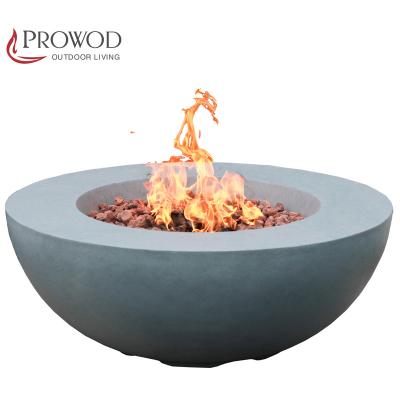 China Coffee Color GFRC Outdoor Gas Fire Pit Stocked Concrete Table Phoebe Fire Bowl for sale