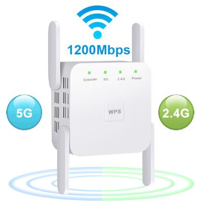 China WPS 4 Antennas 1200M Long Range WiFi Extender 2.4G 5G WiFi Signal Booster Indoor Outdoor Dual Band Repeater for sale