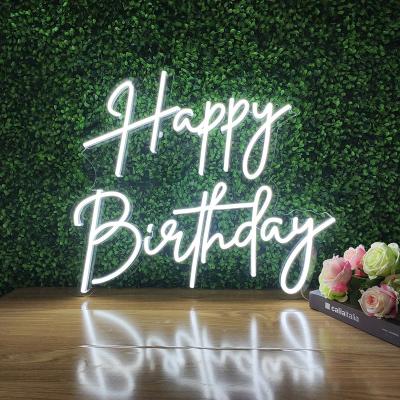 China Wholesale Personalized Party Decorative 3D Acrylic Wall Mounted Laser Cut Led Neon Light Sign Letters Happy Birthday Neon Sign for sale