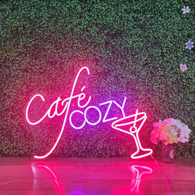 China Clear Acrylic Easy Install Cafe Neon Sign 12v Lights Customs Lead With Dimmer For Shops Restaurant for sale