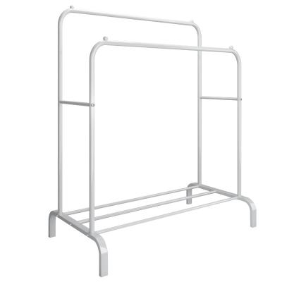 China Single Multi-Function Coat Rack Double Rod Free Standing Clothing Racks With Shelf For Hanging Clothes for sale