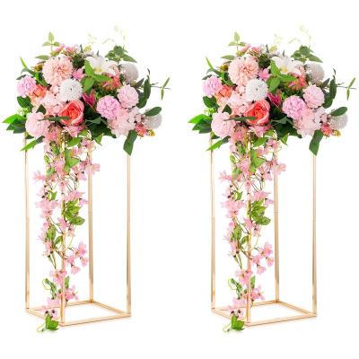 China Hotel .restaurant .banquet. Home.Wedding Manufacturers 2pcs Wedding Centerpieces For Tables Metal Gold Flower Stand Floor Vase Flower Stand For Wedding Decorations for sale