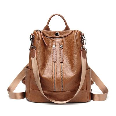 China 2019 Waterproof Wear Resistant Women Leather Backpacks High Quality Rucksacks For Luxury Designer Bagpack Ladies Girls Solid Travel Bag Dos Female Pack for sale