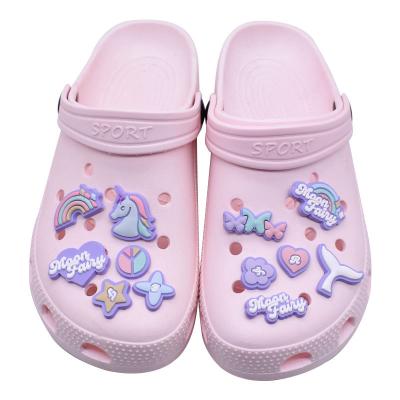 China Cheap Dropshipping New Arrival Designer PVC Purple Soft Cartoon Unicorn Charms For Shoes Clog Charm for sale