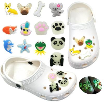 China Clog Charm Kids Clogs PVC Shoe Lace Charm Decoration Panda Luminous LED Charms Cute Bear Light Up Shoe Charm for sale