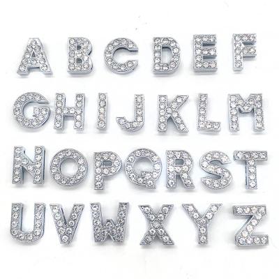 China Clog Charms Premium Rhinestone Metal Letters Shoes Clog Decoration 26 Pieces For DIY Set Assorted Letters Shoe Flash Charms for sale