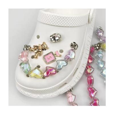 China Chains Love Red Heart Shoe Chain Charms Top Selling Clog Charm Crystal Shoe Chains Accessories for sale