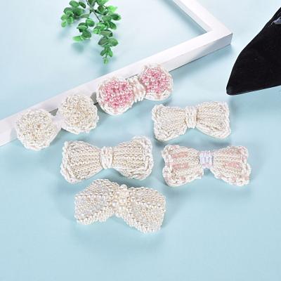 China Handmade Shoe Buckle DIY Materials For Decoration Women's Bowknot Shoe Buckle Embroidery Beading Bow Shoe Accessories for sale