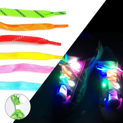 China Flat Lace Stripe Shoes Luminous Hip Hop Outdoor Sneakers Laces For Skate Shoes Nylon Shoe Laces Laces Light Up Led Lace for sale