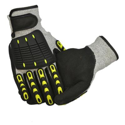 China ANTI-IMPACT Fuil Protection Work Glove TPR Impact Resistant 13G Nitrile Coating Thick Layer for sale