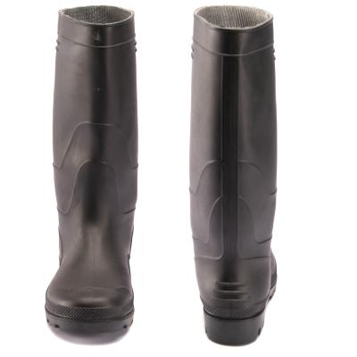 China Steel Toe High Quality PVC Rain Boot Safety Soft Black Knee Toe Safety Gum Boots for sale