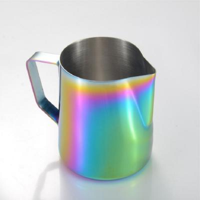 China 350ml And 600ml Sustainable THREE VITES Colorful Stainless Steel Coffee Pitcher Latte Mug for sale