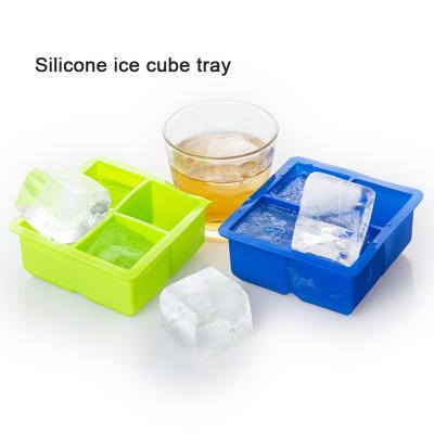 China Sustainable Factory Directly Supply Hot Sale Silicone 4 Cavities Ice Cube Tray for sale