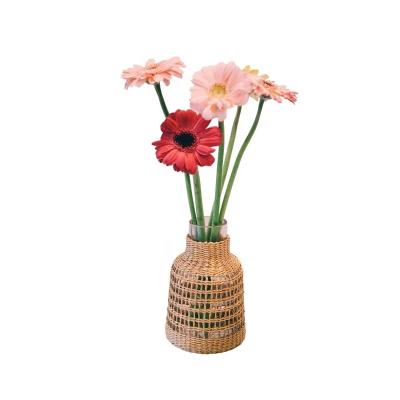 China New Art Decor Straw Vase Collection Rattan Wicker DECOR VASES Straw Natural Plant Plankton Vase for sale