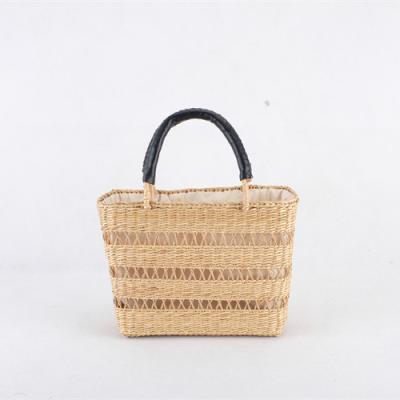 China Fashion Wholesale Fashion Summer Large Rattan Woven Ladies Handbags Tote Hand Bag Custom Women for sale