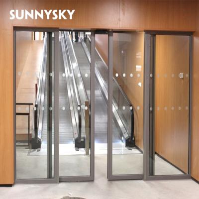 China Commercial door waterproof aluminum glass automatic door frame and sound insulation decorative sliding panels for sale