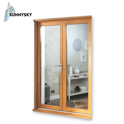 China Sound Insulation And Waterproof Double Glass Hinged French Pictures Exterior Aluminum Swing Door For Restaurant for sale