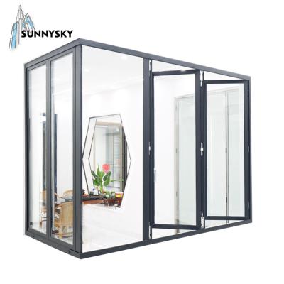 China High Quality Black Aluminum Folding Stained Glass Folding Screen New Design for sale