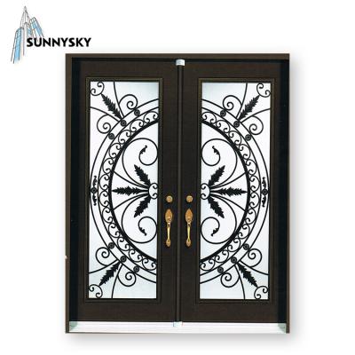 China Sound Insulation And Waterproof High End Luxury House Wrought Iron Door Designs Price for sale