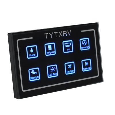 China OEM Smart Blue Bottom TYTXRV Lightweight Touch Control Panel With Voltmeter rv Caravan Motorhome 12V Switch Panel for sale