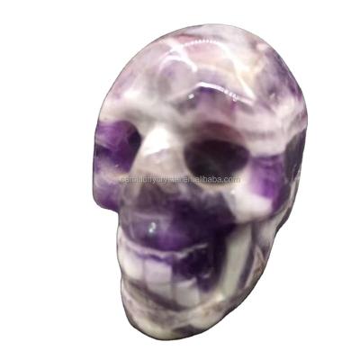 China Europe Natural Gemstone Polished Crystal Very Cool Skulls Chevron Amethyst Statue For Decoration for sale