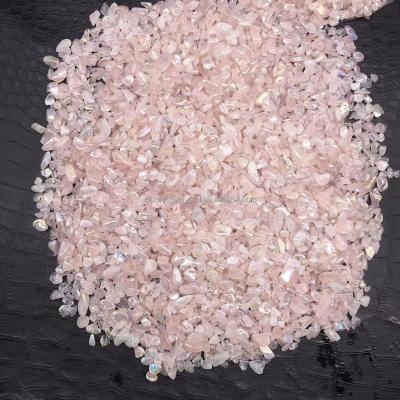 China High Quality Angel Aura Crystal Rose Quartz Chip For Healing Wholesale Gemstone Gift From Europe for sale