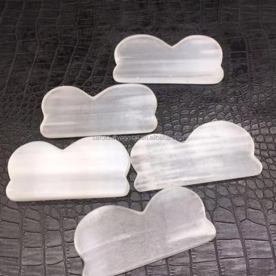 China Wholesale Europe Rare Natural Gypsum Selenite Quartz Carved Clouds Healing Reiki Decoration for sale