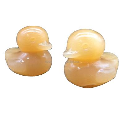 China Europe Hot Sale Natural Gold Cute Rubber Frozen Duck Quartz Carved Artwork Healing Stone Decorate for sale