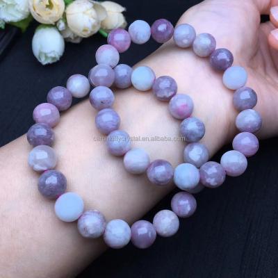 China Wholesale Europe Fashion Stretch Bracelet Natural Kunzite Quartz Crystal Round Beads Gifts for sale