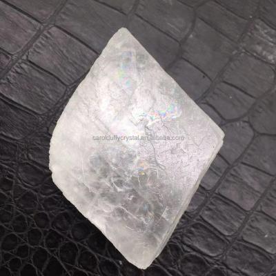 China Wholesale Natural Rainbow Crystal White Calcite Stone Cube Europe Quartz Rough Stone Optic Calcite for sale