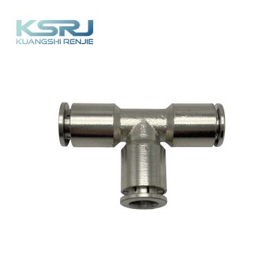 Cina KSRJ PE-T Union Tee Joint Model 4/6/8/10/12/16 Stainless steel/ copper connector quick plug Pneumatic auxiliary elements in vendita