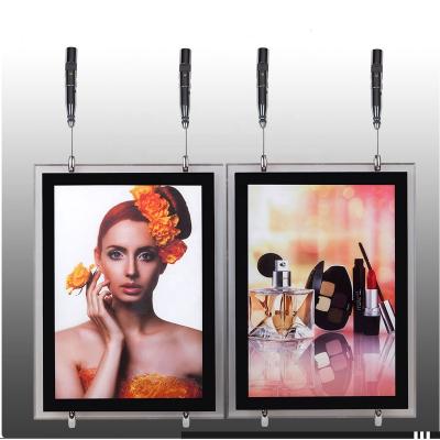 China Magnetic Changing Panel Poster Double Sided Crystal Light Box Black Frame Double Side LED Light Box Window Hanging Magnetic Display for sale