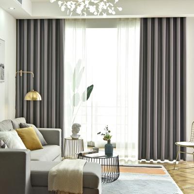 China Blackout Window Curtain 2 Panels Thermal Insulated Blackout Light Blocking Blackout Curtains For Dark Gray Bedroom Living Room for sale