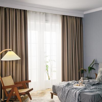 China Wide Room Darkening Blackout Blackout Curtains Rich Quality Home Fashion Sliding Door Textured Canvas Curtains Patio for sale