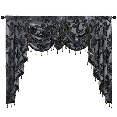 China Elegant Valance Blackout Jacquard for Living Room Valance Curtains with Beads for Bedroom Curtains with Attached Valance for sale