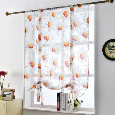 China Sheer Semi-Sheer Sunflower Connection Shade Curtain Window Balloon Valance Drape For Kitchen Window Farmhouse Window Curtain for sale